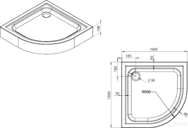 Поддон для душа AM.PM Gem W90T-401-100W 100x100