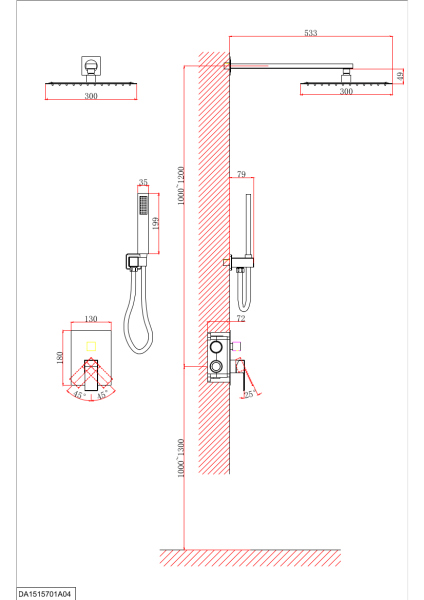 Душевая система D&K встраиваемая Bayern.Liszt (DA1515705A04)