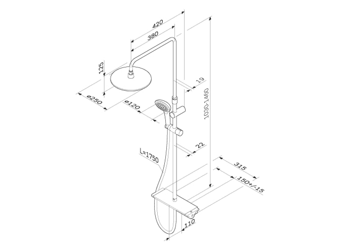 Душевая стойка AM.PM Spirit V2.0 F0770A400 с термостатом