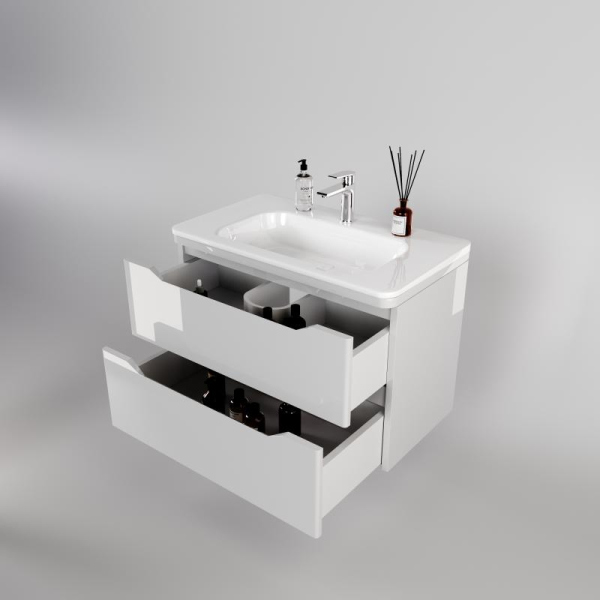 Тумба без раковины Style Line подвесная "Марелла 80" (2 ящ.) белый глянец, PLUS, СС-00002411