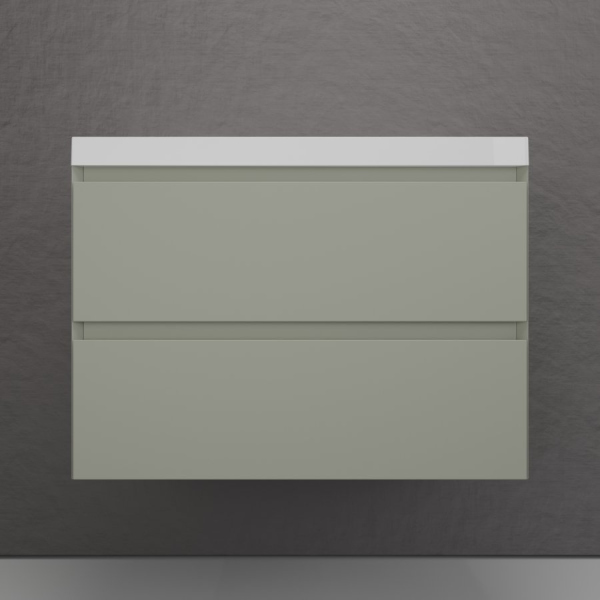 Тумба без раковины подвесная "Манхэттен 80" ЭМАЛЬ 80 2 ящика PLUS олива, ЛС-00002361