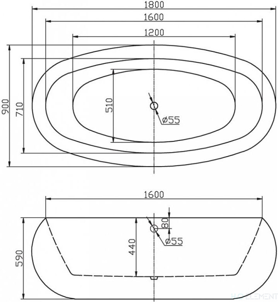 Акриловая ванна BelBagno BB18