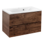 Тумба с раковиной Vincea Mia 750 подвесная, 2 выкатных ящика soft close, R.Wood, VMC-2MA750RW+VCB-3M750B