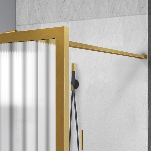 Душевая перегородка Vincea Walk-In VSW-1HP100FLBG, 1000*2000, браш. золото, стекло рифленое