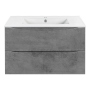 Тумба с раковиной Vincea Mia 800 подвесная, 2 выкатных ящика soft close, Beton, VMC-2MC800BT+VBS-13980MB