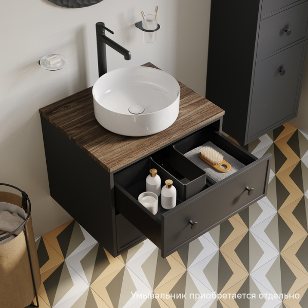 Тумба без раковины подвесная со столешницей МДФ, 60 см IDDIS Torr темно-серый (TOR60DMi95K)