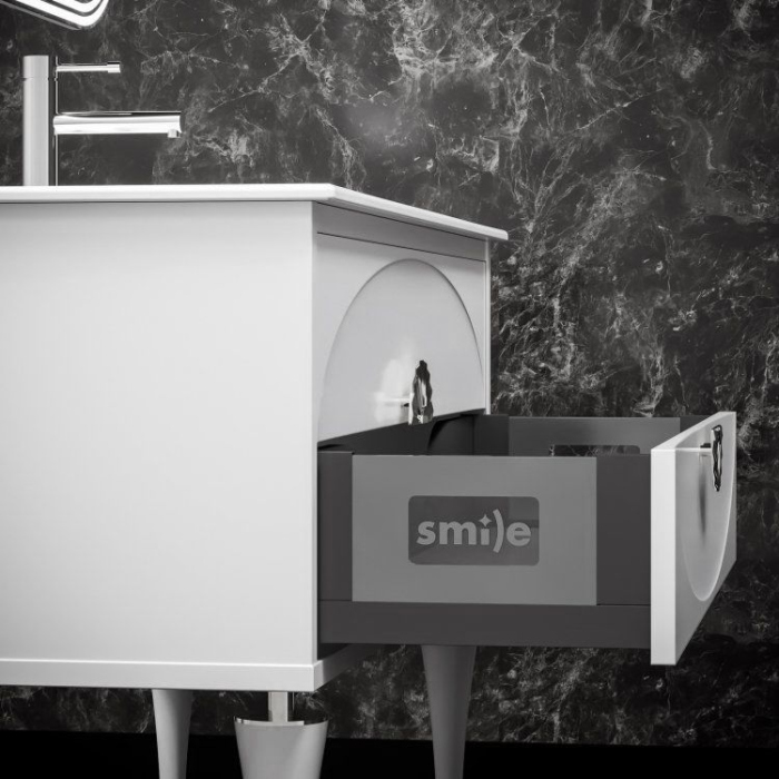 Тумба с раковиной Smile Ибица 90 белая, фурнитура хром