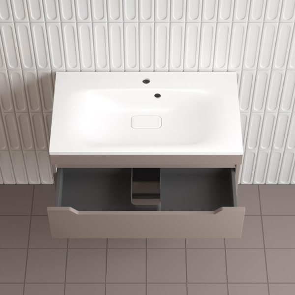 Тумба без раковины подвесная "Остин" 80 2 ящ тауп темный эмаль PLUS, ЛС-00002406