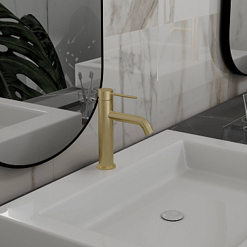 Смеситель для раковины Vincea City VBF-2C1BG однорычажный, брашированное золото