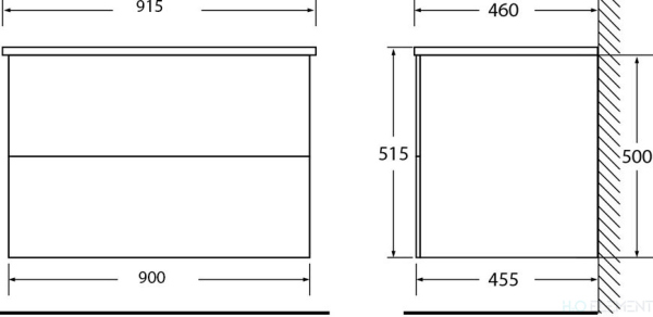Belbagno База под керамическую раковину подвесная с двумя выкатными ящиками, ETNA-900-2C-SO-RC-P