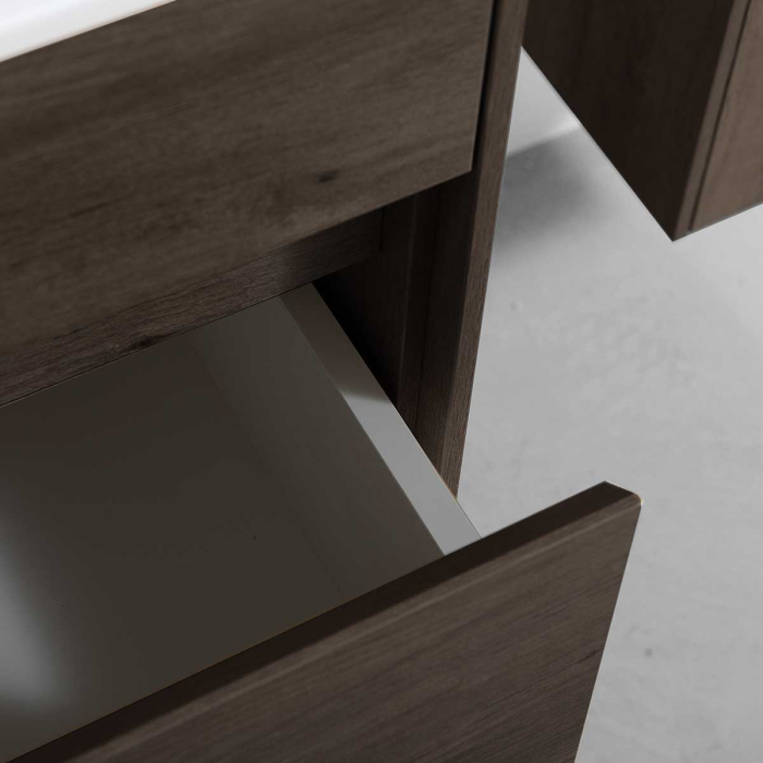 Тумба с раковиной Vincea Chiara 800 подвесная, 1 выкатной ящик soft-close, R.Oak, VMC-2C800RO+VCB-13800W