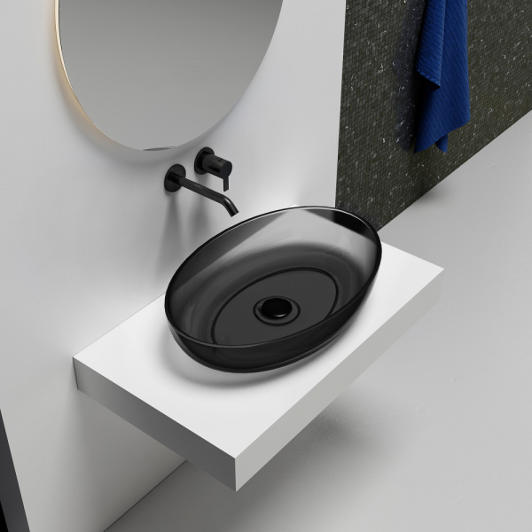 Раковина накладная прозрачная ABBER Kristall AT2801Onyx черная