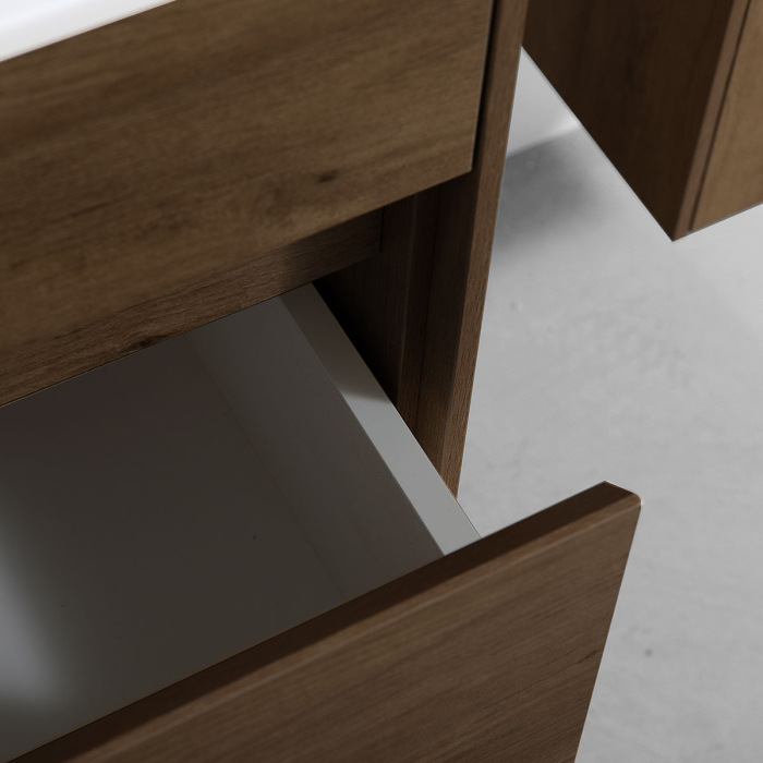 Тумба с раковиной Vincea Chiara 600 подвесная, 1 выкатной ящик soft-close, T.Oak, VMC-2C600TO+VCB-13600G