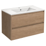 Тумба с раковиной Vincea Gio 800 подвесная, 2 выкатных ящика soft-close, N.Oak, VMC-2G800NO+VBS-13980
