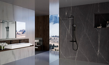 Душевая стойка Vincea Rim VSFS-2RM1MB с изливом, черный матовый