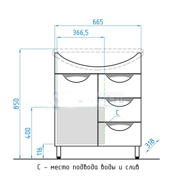 Тумба для комплекта Style Line Жасмин 70 белая