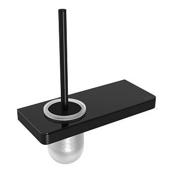 Ершик для унитаза Lemark GLASS LINE с держателем и полкой, чёрный матовый/черное стекло (9762033)