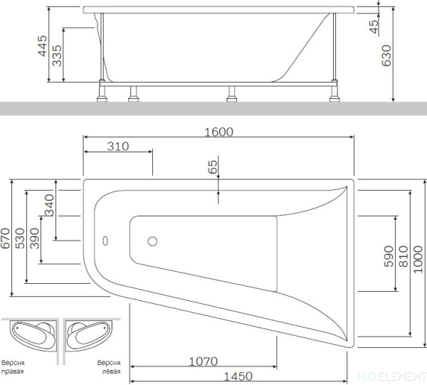 Акриловая ванна AM.PM Spirit 160x100 R Акриловая ванна AM.PM Spirit 160x100 R