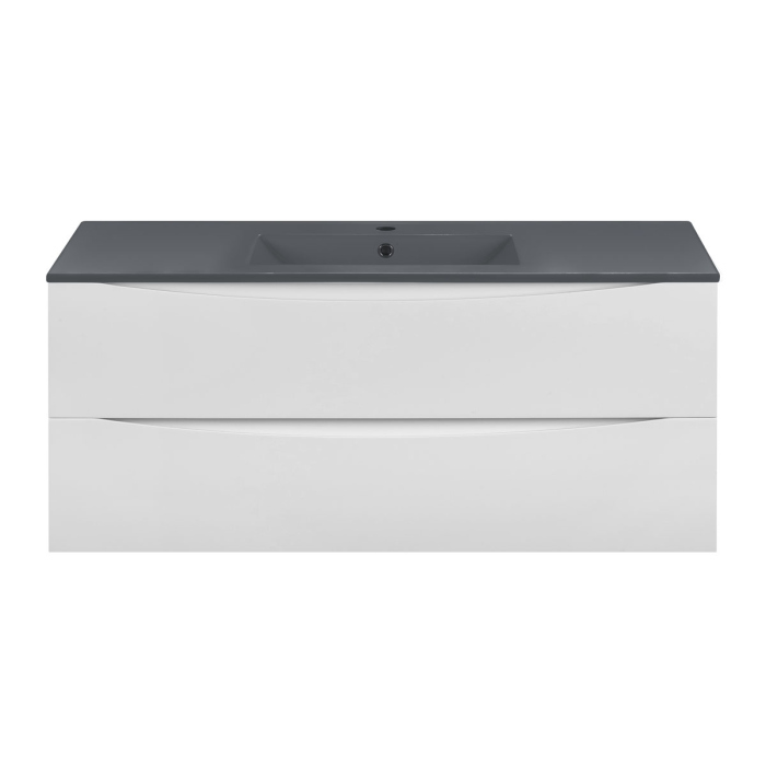 Тумба с раковиной Vincea Mia 1200 подвесная, 2 выкатных ящика soft close, G.White, VMC-2MC120GW+VBS-13120MB