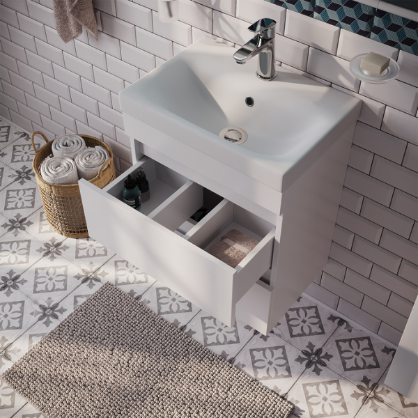 Тумба с раковиной IDDIS подвесная с ящиками, белая, 50 см, Zodiac. (ZOD5CB0i95K)