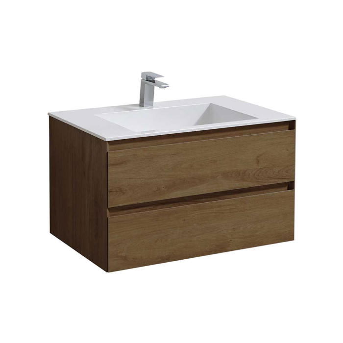 Тумба с раковиной Vincea Luka 800 подвесная, 2 выкатных ящика soft-close, T.Oak, VMC-2L800TO+VCB-13800G
