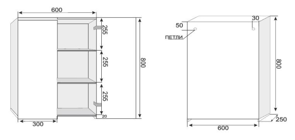 Шкаф подвесной Style Line, "Атлантика 600", старое дерево, СС-00002223 (распродажа)