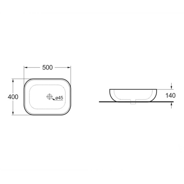 Раковина керамическая Vincea VBS-101MB, 500*400*140, накладная, цвет матовый черный