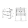 Тумба с раковиной Vincea Vico 600 подвесная, 2 выкатных ящика soft close, G.White, VMC-2V600GW+VCB-2VP600W