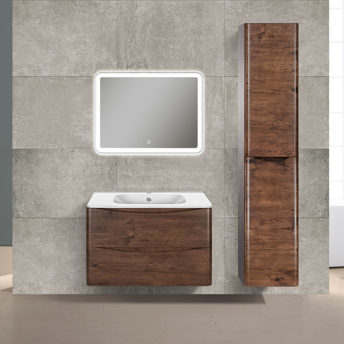 Тумба с раковиной Vincea Paola 800 подвесная, 2 выкатных ящика soft close, R.Wood, VMC-2P800RW+VCB-2VP800W