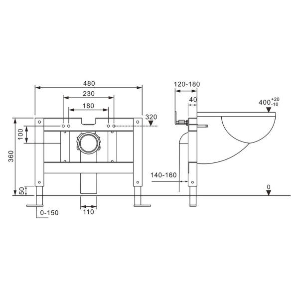 Комплект ABBER подвесной унитаз Rechteck AC1202P белый с импульсным смывом с инсталляцией AC0101P