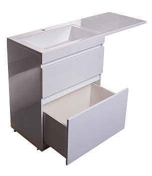 Тумба напольная Style Line "Даллас 130", белая, PLUS, ЭМАЛЬ (без раковины)