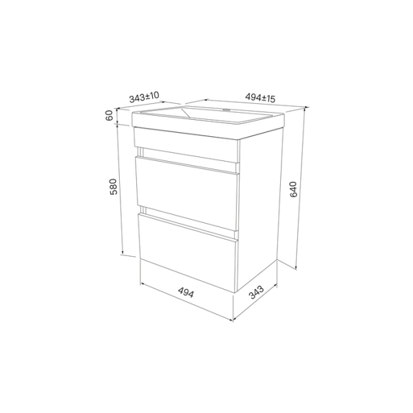 Тумба с раковиной IDDIS подвесная с ящиками, белая, 50 см, Zodiac. (ZOD5CB0i95K)