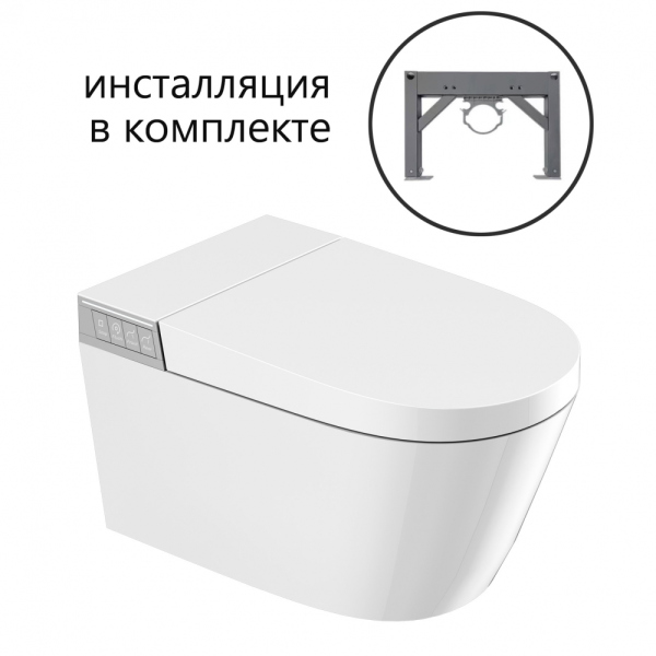 Комплект ABBER подвесной электронный унитаз-биде Bequem AC1120S с инсталляцией AC0101P2