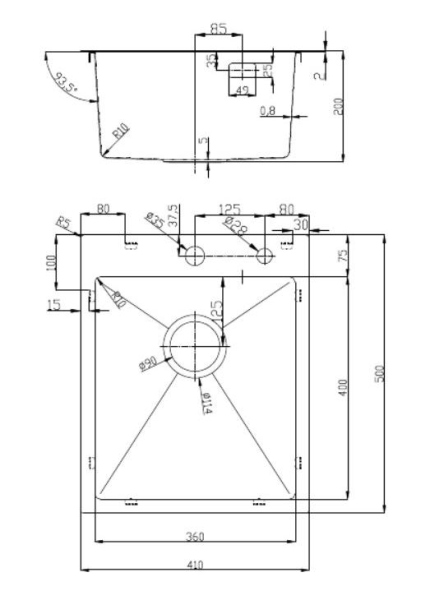 Кухонная мойка D&K нержавеющая сталь графит (DKS415006)