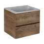 Тумба с раковиной Vincea Vico 600 подвесная, 2 выкатных ящика soft close, V.Oak, VMC-2V600VO+VCB-2VP600W