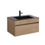 Тумба с раковиной Vincea Chiara 800 подвесная, 1 выкатной ящик soft-close, N.Oak, VMC-2C800NO+VCB-13800G