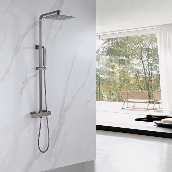 Душевая стойка ABBER Daheim AF8260NGL с термостатом без излива, никель