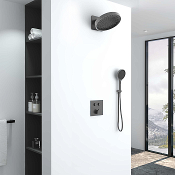 Душевой комплект Vincea Inspire VSFW-421I3GM встраиваемый, двухрежимный, вороненая сталь Душевой комплект Vincea Inspire VSFW-421I3GM встраиваемый, двухрежимный, вороненая сталь