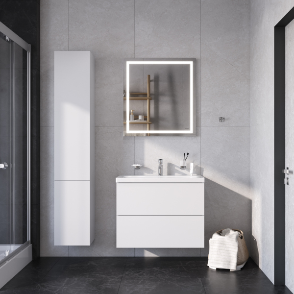 Комплект мебели для ванной Am.Pm Gem BK90GA 75 Белый со смесителем для раковины и аксессуарами