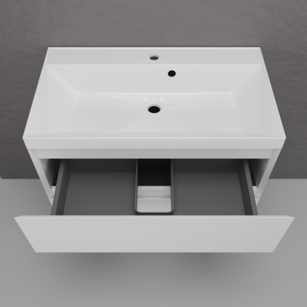 Тумба без раковины подвесная "Манхэттен 80" ЭМАЛЬ 80 2 ящика PLUS белый матовый, ЛС-00002359