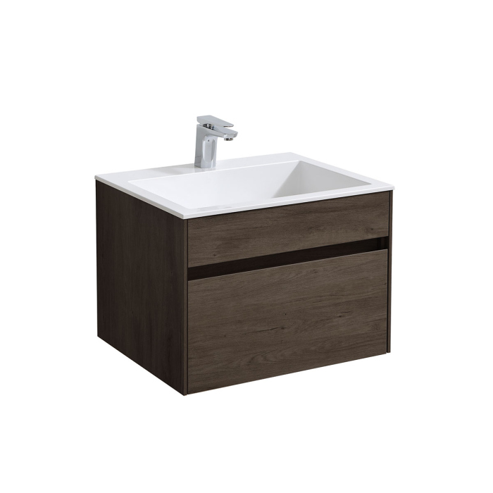 Тумба с раковиной Vincea Chiara 600 подвесная, 1 выкатной ящик soft-close, R.Oak, VMC-2C600RO+VCB-13600B