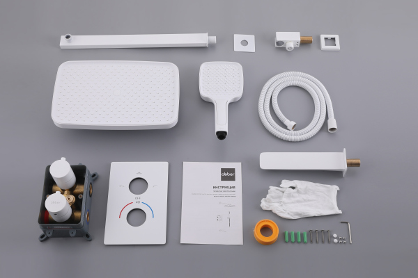 Душевая система ABBER Weiss Insel AF8050W скрытого монтажа с изливом, термостат, белая