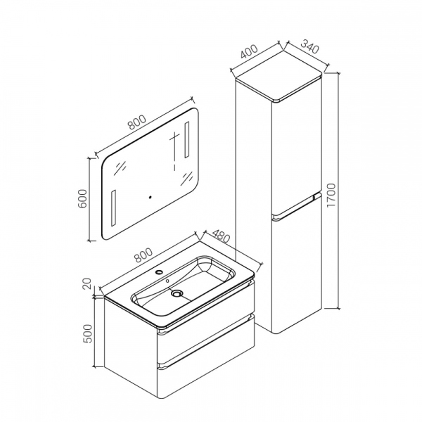Тумба под раковину Vincea Alba 800, VMC-1A800LW