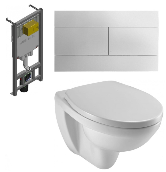 Комплект унитаза с инсталляцией Jacob Delafon Patio E21739RU-00 с сиденьем и клавишей смыва