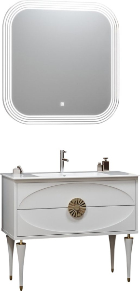 Тумба с раковиной Smile Ибица 90 белая, фурнитура золото