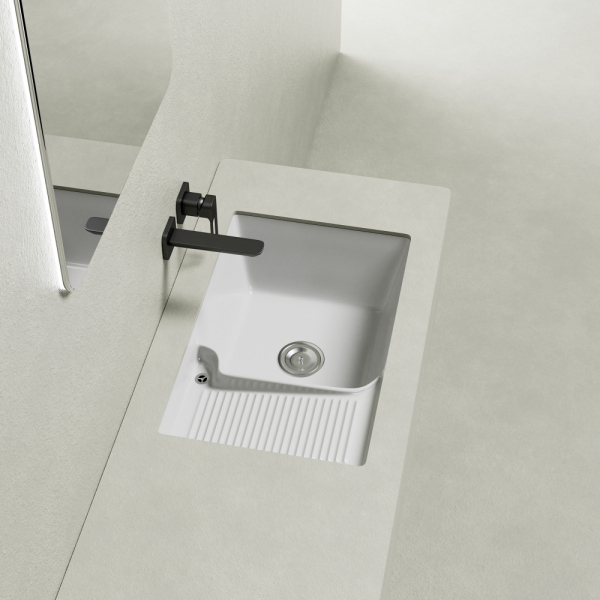 Раковина на стиральную машину встраиваемая снизу ABBER Rechteck AC2225L белая