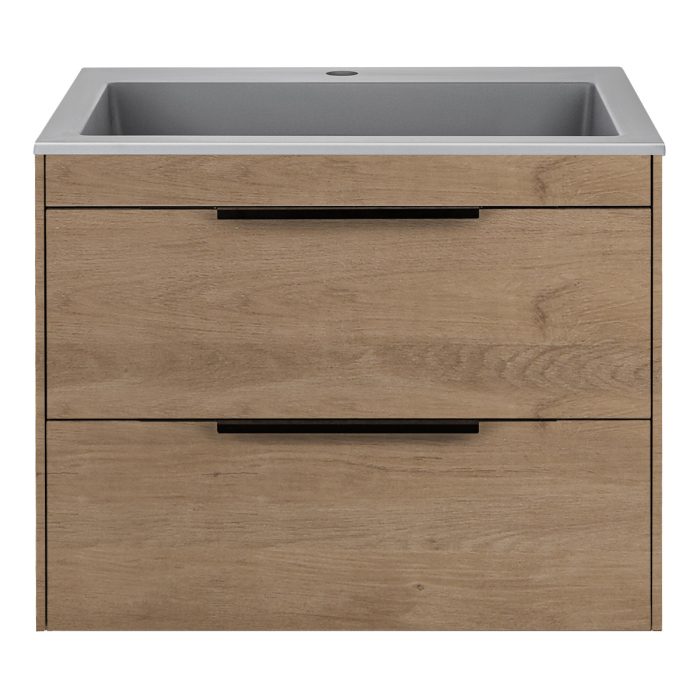 Тумба с раковиной Vincea Chiara 2D 600 подвесная, N.Oak, VMC-2C2600NO+VCB-13600W