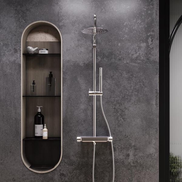 Душевая система с душевым смесителем-полкой Damixa Scandinavian Pure, 936780000