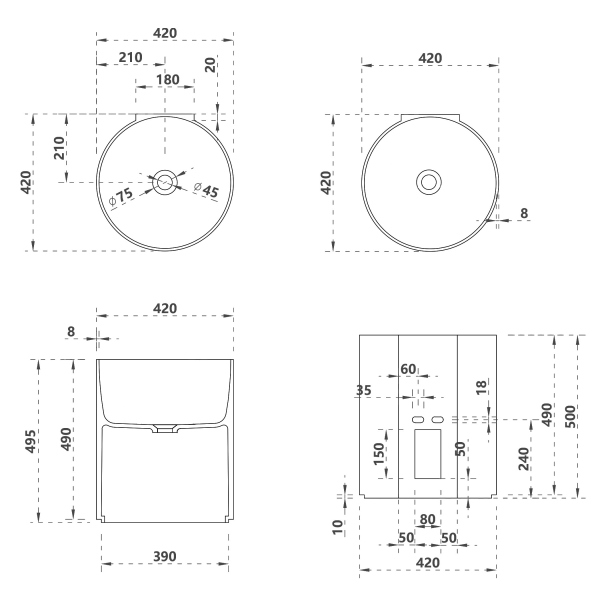 Раковина подвесная прозрачная ABBER Kristall AT2704Aquamarin бирюзовая