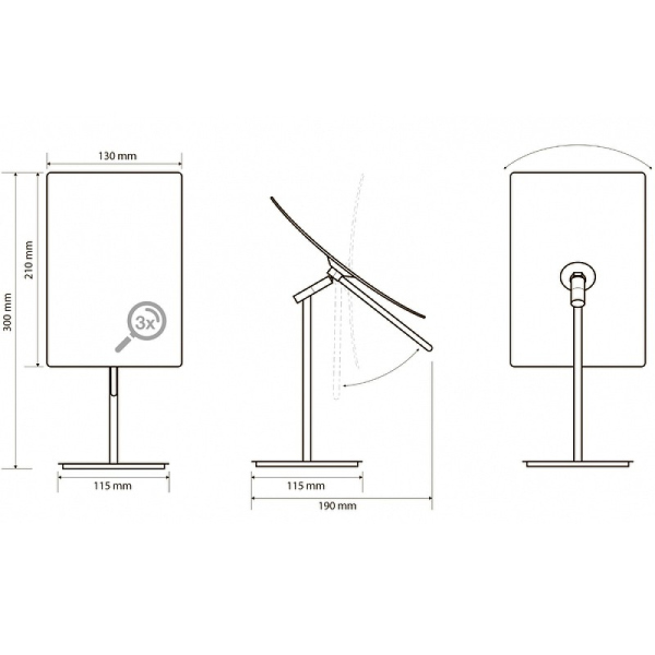 Косметическое зеркало 185*370*115